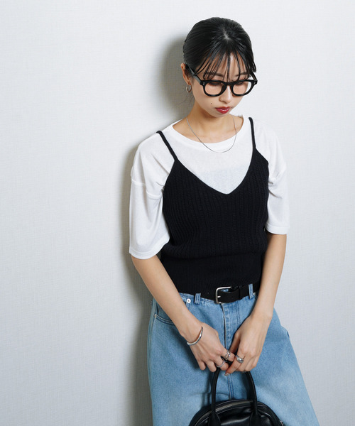 Chillfar（チルファー）の「ニットキャミソール ビスチェ（キャミソール・レディース・ブラック/イエロー/ベージュ/ブラウン/グレー/ブルー・FREE）」の10枚目の写真