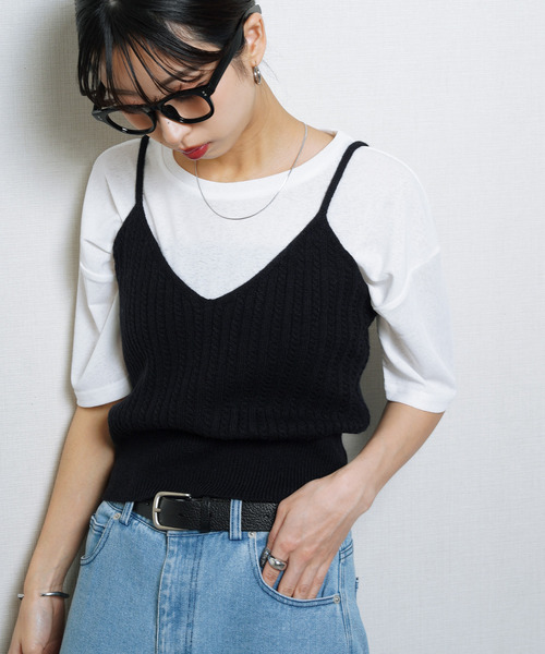 Chillfar（チルファー）の「ニットキャミソール ビスチェ（キャミソール・レディース・ブラック/イエロー/ベージュ/ブラウン/グレー/ブルー・FREE）」の11枚目の写真