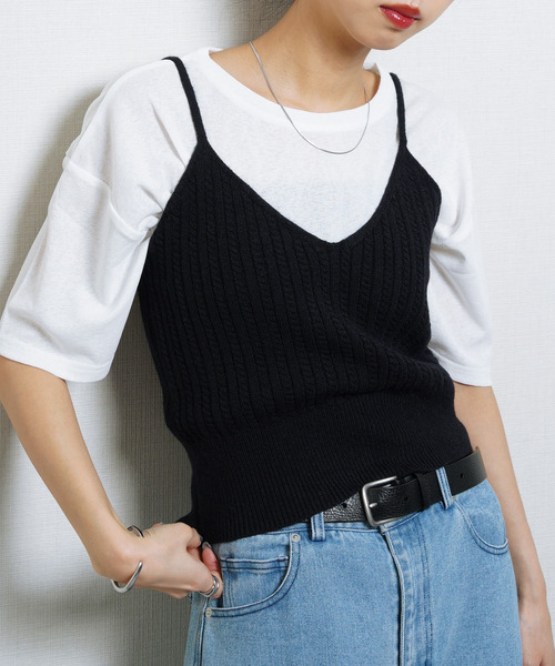 Chillfar（チルファー）の「ニットキャミソール ビスチェ（キャミソール・レディース・ブラック/イエロー/ベージュ/ブラウン/グレー/ブルー・FREE）」の12枚目の写真