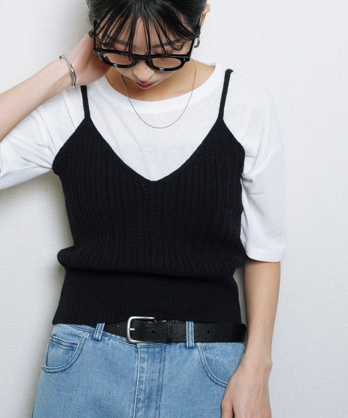 Chillfar（チルファー）の「ニットキャミソール ビスチェ（キャミソール・レディース・ブラック/イエロー/ベージュ/ブラウン/グレー/ブルー・FREE）」の13枚目の写真