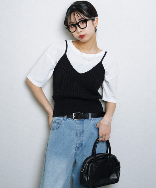 Chillfar（チルファー）の「ニットキャミソール ビスチェ（キャミソール・レディース・ブラック/イエロー/ベージュ/ブラウン/グレー/ブルー・FREE）」の14枚目の写真