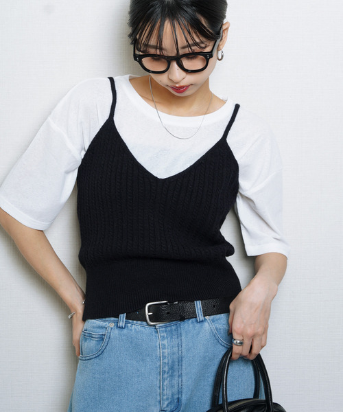 Chillfar（チルファー）の「ニットキャミソール ビスチェ（キャミソール・レディース・ブラック/イエロー/ベージュ/ブラウン/グレー/ブルー・FREE）」の15枚目の写真