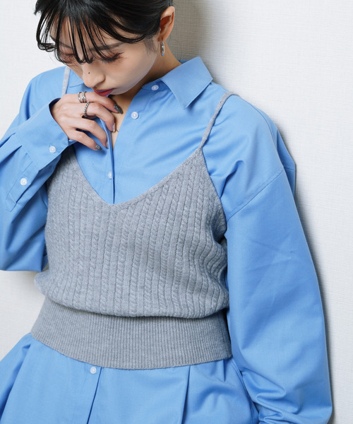 Chillfar（チルファー）の「ニットキャミソール ビスチェ（キャミソール・レディース・ブラック/イエロー/ベージュ/ブラウン/グレー/ブルー・FREE）」の22枚目の写真