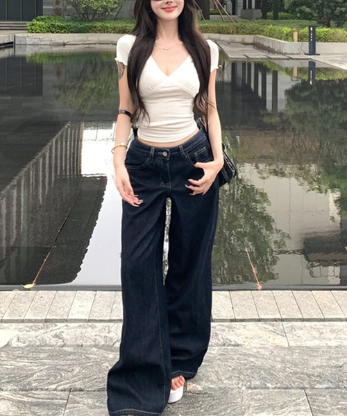 shyam inspiration(シャムインスピレーション)の「VネックレースミニTシャツ/ハート/レオパード/平成/Y2K(Tシャツ/カットソー・レディース・ホワイト系その他/ブラウン/ホワイト・L/M)」の7枚目の写真