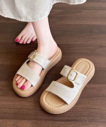 厚底 ミュールサンダル レディース 夏