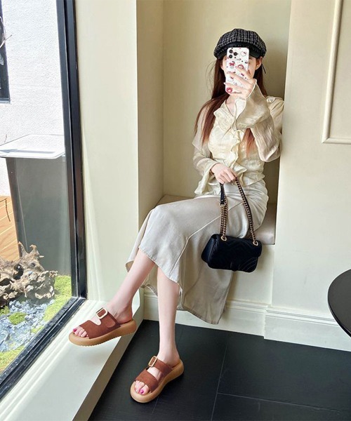 Miniministore(ミニミニストア)の「厚底 ミュールサンダル レディース 夏(サンダル・レディース・ライトベージュ/キャメル/ブラック・22.5cm/23.0cm/23.5cm/24.0cm/24.5cm/25.0cm)」の16枚目の写真