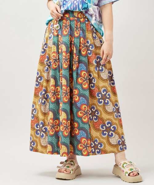 チャイハネ（チャイハネ）の「【チャイハネ】イジェオマスカート（スカート・レディース・グリーン/ピンク・FREE）」の2枚目の写真