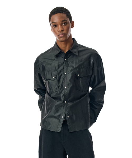 SECONDMONO（セカンドモノローグ）の「Coated Nylon Utility Shirt [BLACK]_SESH031BLACK（シャツ/ブラウス・レディース・その他・MEDIUM/LARGE）」の5枚目の写真