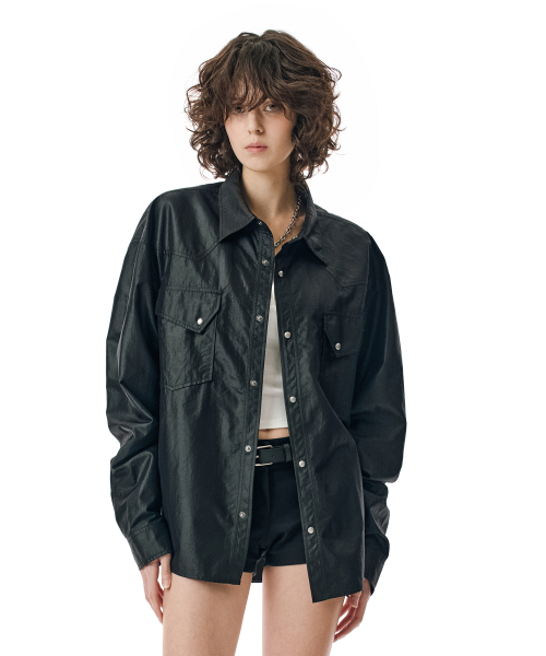 SECONDMONO（セカンドモノローグ）の「Coated Nylon Utility Shirt [BLACK]_SESH031BLACK（シャツ/ブラウス・レディース・その他・MEDIUM/LARGE）」の6枚目の写真
