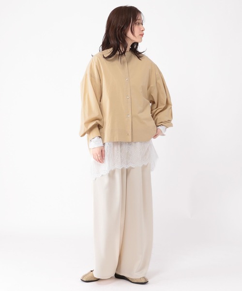 studio CLIP（スタディオクリップ）の「レース切り替えカットソー（Tシャツ/カットソー・レディース・ブラック/グレー/オフホワイト/アイボリー・FREE）」の9枚目の写真