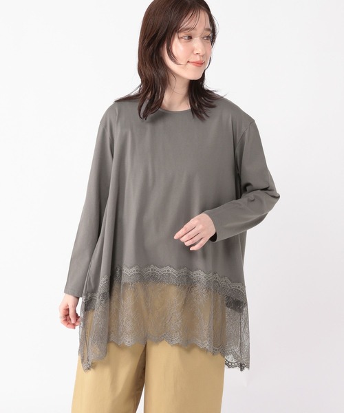 studio CLIP（スタディオクリップ）の「レース切り替えカットソー（Tシャツ/カットソー・レディース・ブラック/グレー/オフホワイト/アイボリー・FREE）」の10枚目の写真