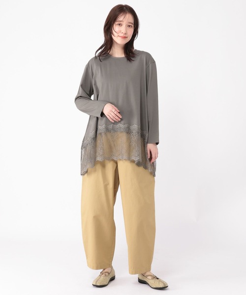 studio CLIP（スタディオクリップ）の「レース切り替えカットソー（Tシャツ/カットソー・レディース・ブラック/グレー/オフホワイト/アイボリー・FREE）」の12枚目の写真