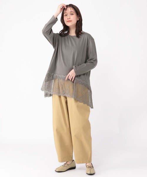 studio CLIP（スタディオクリップ）の「レース切り替えカットソー（Tシャツ/カットソー・レディース・ブラック/グレー/オフホワイト/アイボリー・FREE）」の13枚目の写真