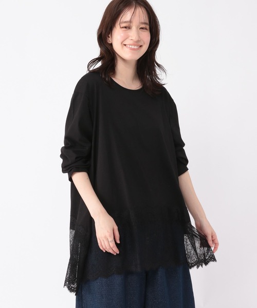 studio CLIP（スタディオクリップ）の「レース切り替えカットソー（Tシャツ/カットソー・レディース・ブラック/グレー/オフホワイト/アイボリー・FREE）」の14枚目の写真