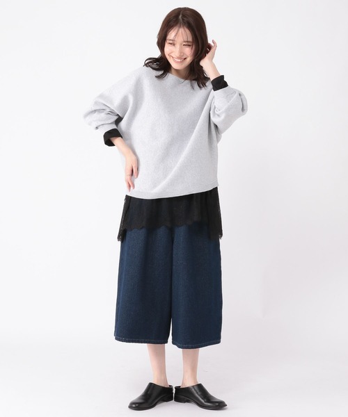 studio CLIP（スタディオクリップ）の「レース切り替えカットソー（Tシャツ/カットソー・レディース・ブラック/グレー/オフホワイト/アイボリー・FREE）」の17枚目の写真