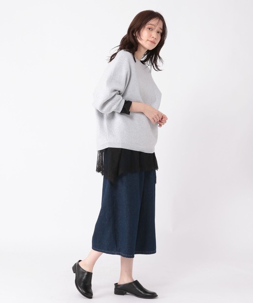 studio CLIP（スタディオクリップ）の「レース切り替えカットソー（Tシャツ/カットソー・レディース・ブラック/グレー/オフホワイト/アイボリー・FREE）」の18枚目の写真