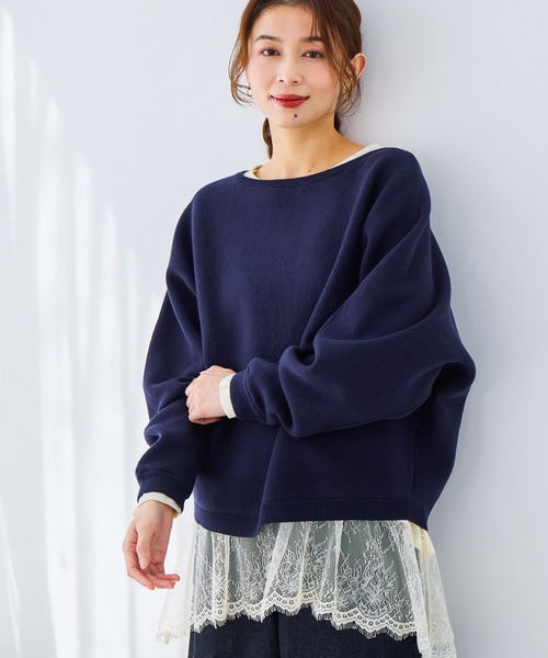 studio CLIP（スタディオクリップ）の「レース切り替えカットソー（Tシャツ/カットソー・レディース・ブラック/グレー/オフホワイト/アイボリー・FREE）」の21枚目の写真