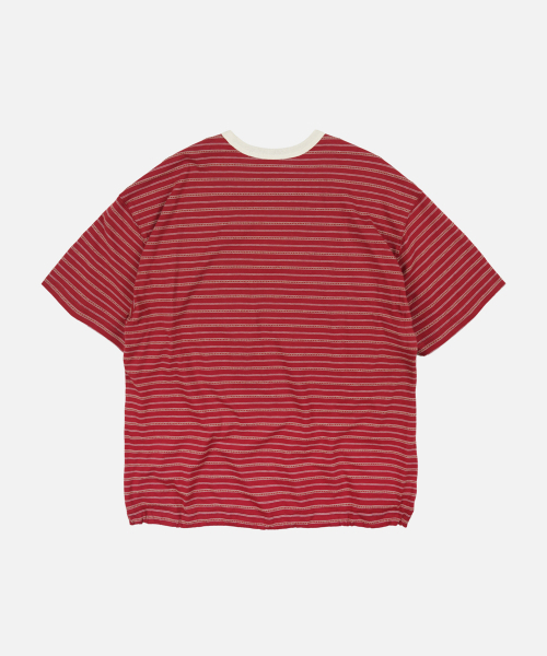 FRIZMWORKS(フリズムワークス)の「JACQUARD STRIPE HALF TEE _ BURGUNDY(Tシャツ/カットソー・メンズ・その他・SMALL/MEDIUM/LARGE/X-LARGE)」の2枚目の写真