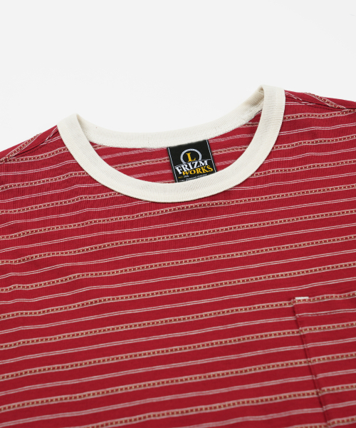 FRIZMWORKS(フリズムワークス)の「JACQUARD STRIPE HALF TEE _ BURGUNDY(Tシャツ/カットソー・メンズ・その他・SMALL/MEDIUM/LARGE/X-LARGE)」の3枚目の写真