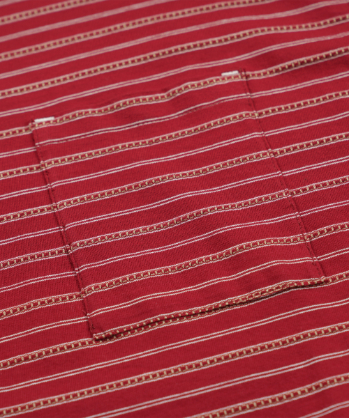 FRIZMWORKS(フリズムワークス)の「JACQUARD STRIPE HALF TEE _ BURGUNDY(Tシャツ/カットソー・メンズ・その他・SMALL/MEDIUM/LARGE/X-LARGE)」の4枚目の写真