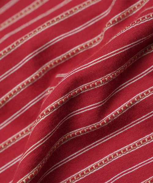 FRIZMWORKS(フリズムワークス)の「JACQUARD STRIPE HALF TEE _ BURGUNDY(Tシャツ/カットソー・メンズ・その他・SMALL/MEDIUM/LARGE/X-LARGE)」の6枚目の写真