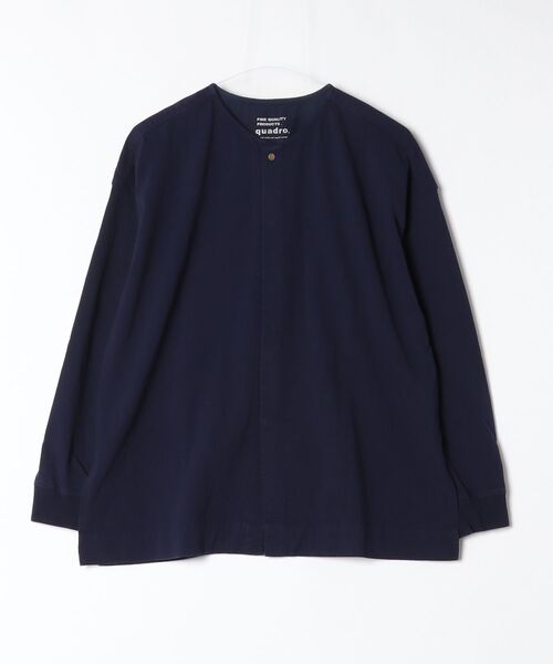 quadro（クオドロ）の「BDドライ度詰め天竺ノーカラーシャツジャケット（Tシャツ/カットソー・レディース・オリーブ/グレー/ダークブルー・FREE）」の3枚目の写真