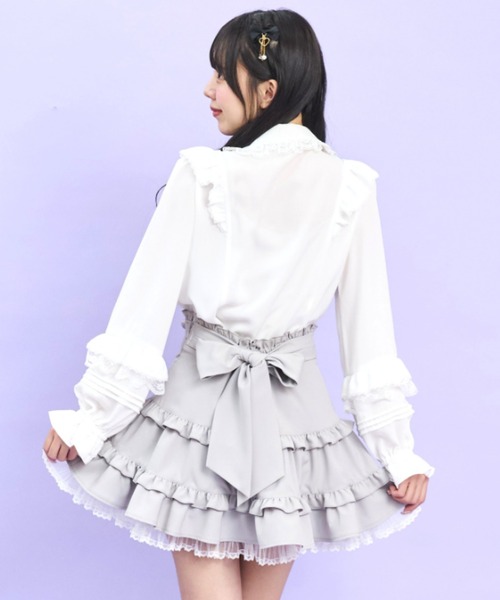 Secret Honey(シークレットハニー)の「袖ピンタックフリルブラウス(シャツ/ブラウス・レディース・ブラック/オフホワイト・MEDIUM)」の5枚目の写真
