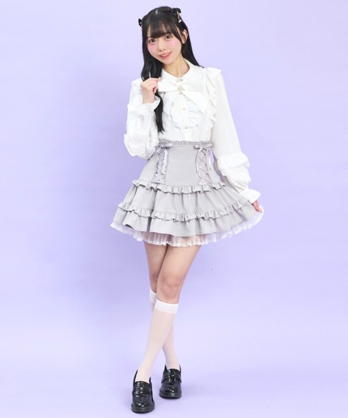 Secret Honey(シークレットハニー)の「袖ピンタックフリルブラウス(シャツ/ブラウス・レディース・ブラック/オフホワイト・MEDIUM)」の3枚目の写真