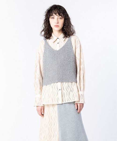 OSMOSIS(オズモーシス)の「2WAYリブニットビスチェ(ベスト・レディース・アイボリー/ブラック/グレー・ONE SIZE)」の1枚目の写真