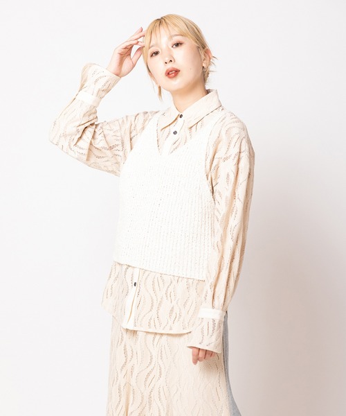 OSMOSIS(オズモーシス)の「2WAYリブニットビスチェ(ベスト・レディース・アイボリー/ブラック/グレー・ONE SIZE)」の2枚目の写真