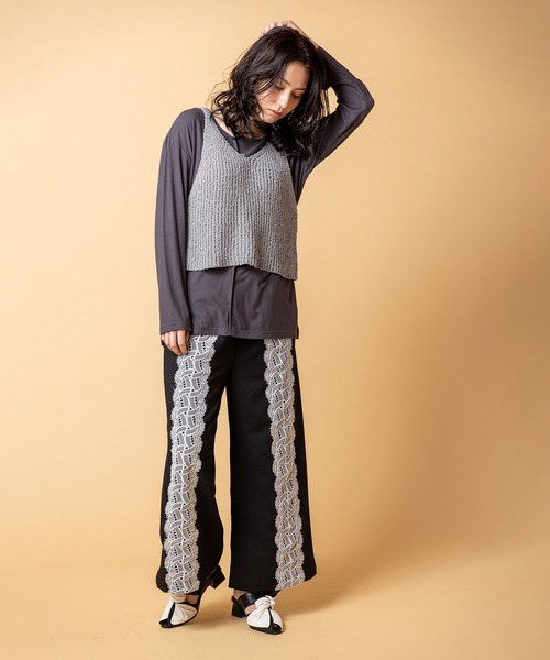 OSMOSIS(オズモーシス)の「2WAYリブニットビスチェ(ベスト・レディース・アイボリー/ブラック/グレー・ONE SIZE)」の4枚目の写真