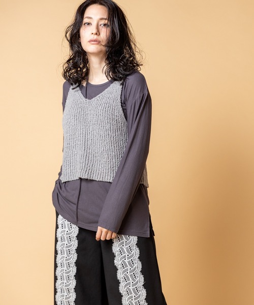 OSMOSIS(オズモーシス)の「2WAYリブニットビスチェ(ベスト・レディース・アイボリー/ブラック/グレー・ONE SIZE)」の7枚目の写真