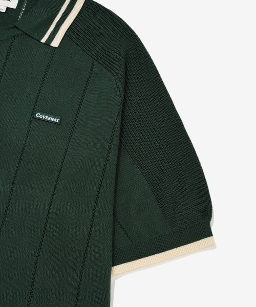 COVERNAT(カバーナット)の「スキッパーカラー ハーフニット グリーン(ニット/セーター・レディース・その他・SMALL/MEDIUM/LARGE/X-LARGE)」の3枚目の写真