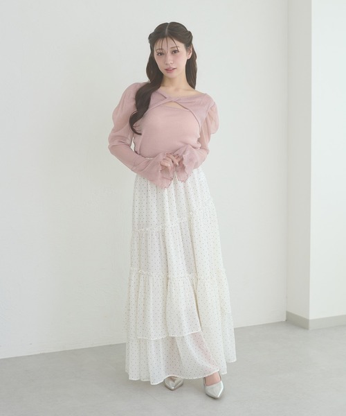 Ambre Neige(アンブルネージュ)の「tiered long skirt / ティアードロングスカート(スカート・レディース・ホワイト系その他/ブラック/オフホワイト・FREE)」の16枚目の写真
