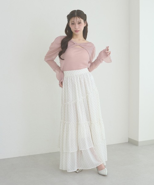 Ambre Neige(アンブルネージュ)の「tiered long skirt / ティアードロングスカート(スカート・レディース・ホワイト系その他/ブラック/オフホワイト・FREE)」の17枚目の写真