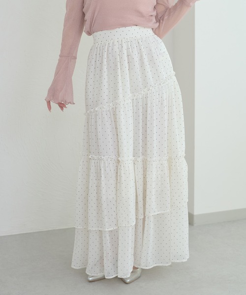 Ambre Neige(アンブルネージュ)の「tiered long skirt / ティアードロングスカート(スカート・レディース・ホワイト系その他/ブラック/オフホワイト・FREE)」の20枚目の写真