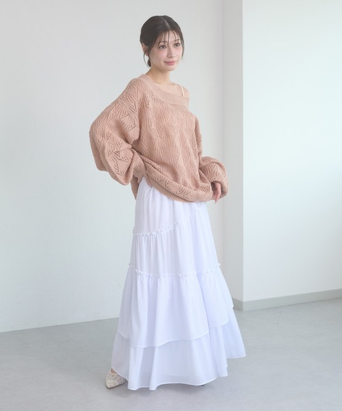 Ambre Neige(アンブルネージュ)の「tiered long skirt / ティアードロングスカート(スカート・レディース・ホワイト系その他/ブラック/オフホワイト・FREE)」の15枚目の写真