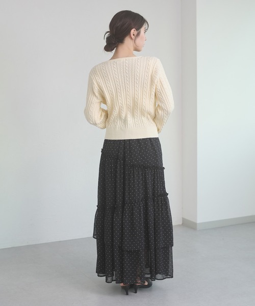 Ambre Neige(アンブルネージュ)の「tiered long skirt / ティアードロングスカート(スカート・レディース・ホワイト系その他/ブラック/オフホワイト・FREE)」の5枚目の写真