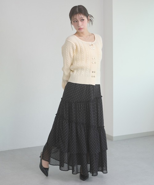 Ambre Neige(アンブルネージュ)の「tiered long skirt / ティアードロングスカート(スカート・レディース・ホワイト系その他/ブラック/オフホワイト・FREE)」の6枚目の写真