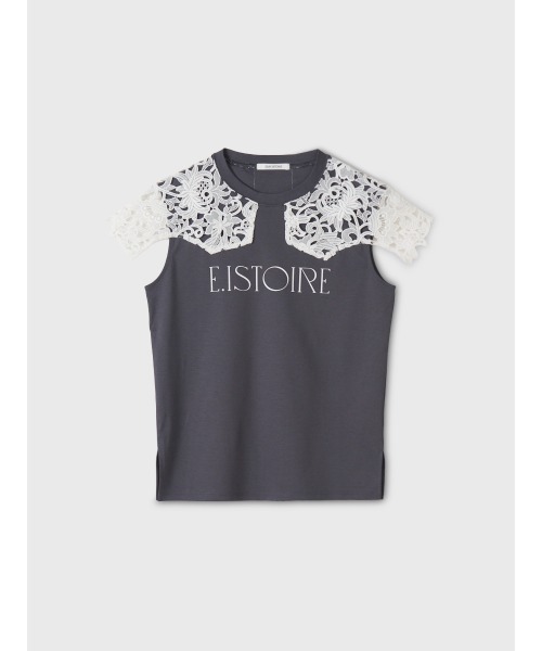 EIMY ISTOIRE(エイミーイストワール)の「EIMY SIGNATURE LACE TEE(Tシャツ/カットソー・レディース・ホワイト/ブラック/ピンクベージュ/チャコールグレー・F)」の3枚目の写真