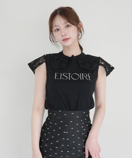EIMY ISTOIRE(エイミーイストワール)の「EIMY SIGNATURE LACE TEE(Tシャツ/カットソー・レディース・ホワイト/ブラック/ピンクベージュ/チャコールグレー・F)」の2枚目の写真