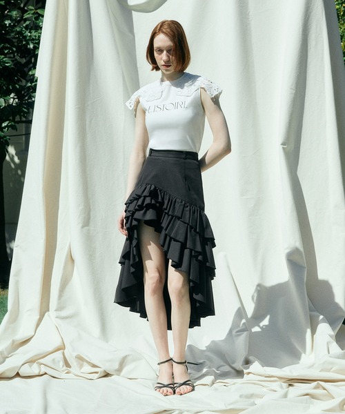 EIMY ISTOIRE(エイミーイストワール)の「EIMY SIGNATURE LACE TEE(Tシャツ/カットソー・レディース・ホワイト/ブラック/ピンクベージュ/チャコールグレー・F)」の6枚目の写真