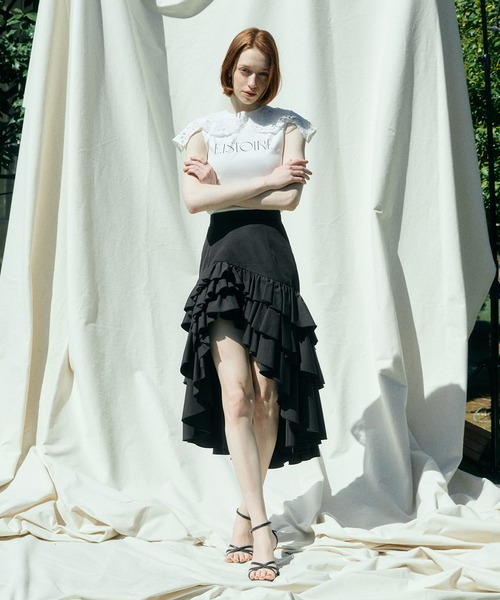 EIMY ISTOIRE(エイミーイストワール)の「EIMY SIGNATURE LACE TEE(Tシャツ/カットソー・レディース・ホワイト/ブラック/ピンクベージュ/チャコールグレー・F)」の5枚目の写真