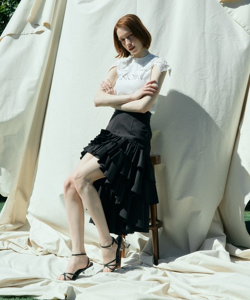 EIMY ISTOIRE(エイミーイストワール)の「EIMY SIGNATURE LACE TEE(Tシャツ/カットソー・レディース・ホワイト/ブラック/ピンクベージュ/チャコールグレー・F)」の8枚目の写真