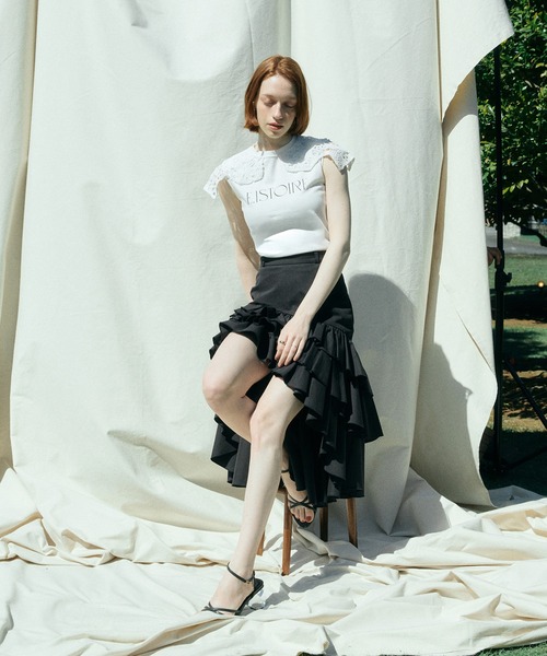 EIMY ISTOIRE(エイミーイストワール)の「EIMY SIGNATURE LACE TEE(Tシャツ/カットソー・レディース・ホワイト/ブラック/ピンクベージュ/チャコールグレー・F)」の7枚目の写真