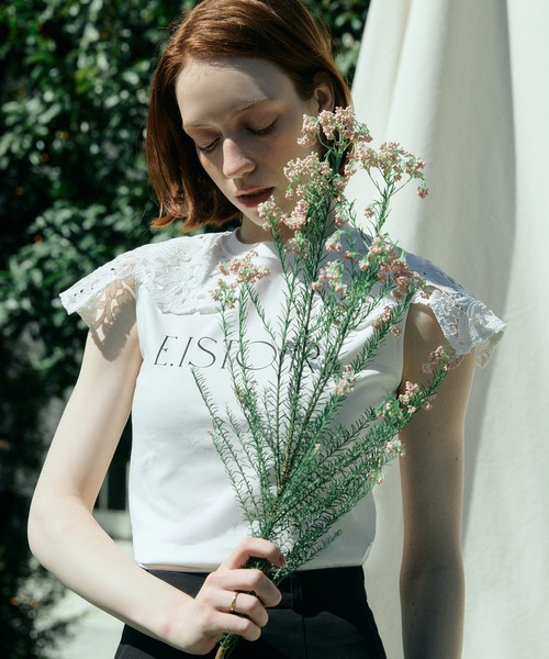 EIMY ISTOIRE(エイミーイストワール)の「EIMY SIGNATURE LACE TEE(Tシャツ/カットソー・レディース・ホワイト/ブラック/ピンクベージュ/チャコールグレー・F)」の10枚目の写真