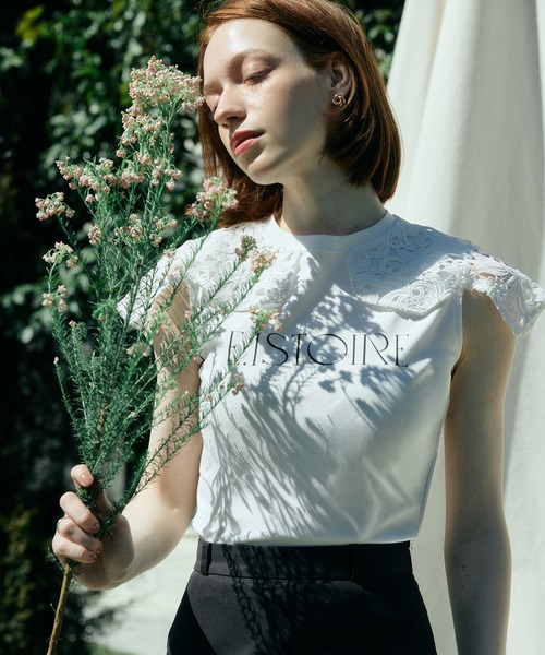 EIMY ISTOIRE(エイミーイストワール)の「EIMY SIGNATURE LACE TEE(Tシャツ/カットソー・レディース・ホワイト/ブラック/ピンクベージュ/チャコールグレー・F)」の11枚目の写真