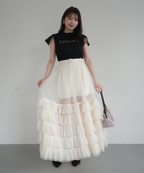 EIMY ISTOIRE（エイミーイストワール）の「EIMY SIGNATURE LACE TEE（Tシャツ/カットソー・レディース・ホワイト/ブラック/ピンクベージュ/チャコールグレー・F）」の21枚目の写真