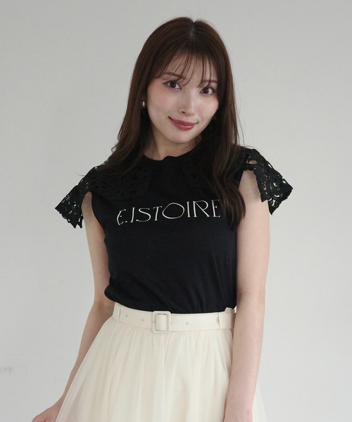 EIMY ISTOIRE（エイミーイストワール）の「EIMY SIGNATURE LACE TEE（Tシャツ/カットソー・レディース・ホワイト/ブラック/ピンクベージュ/チャコールグレー・F）」の20枚目の写真