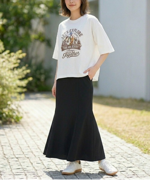 Tom&Jerry(トムアンドジェリー)の「【TOM & JERRY/トムとジェリー】キャラクタープリント半袖Tシャツ(WIDEシルエット)(Tシャツ/カットソー・レディース・スミクロ/オフホワイト/カーキ/オートミール・LARGE/MEDIUM)」の12枚目の写真